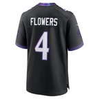 Kooe B.Ravens #4 Zay Flowers Black Alternate Stitched Jerseys