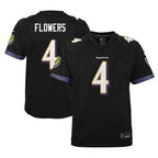 Kooe B.Ravens #4 Zay Flowers Player Black Fashion Home Game Stitched Jerseys