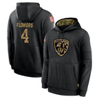 Kooe B.Ravens #4 Zay Flowers Player Black Salute to Service Pullover Hoodie Stitched Jerseys