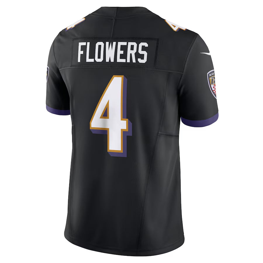 Kooe B.Ravens #4 Zay Flowers Player Black Vapor F.U.S.E. Limited Home Game Stitched Jerseys