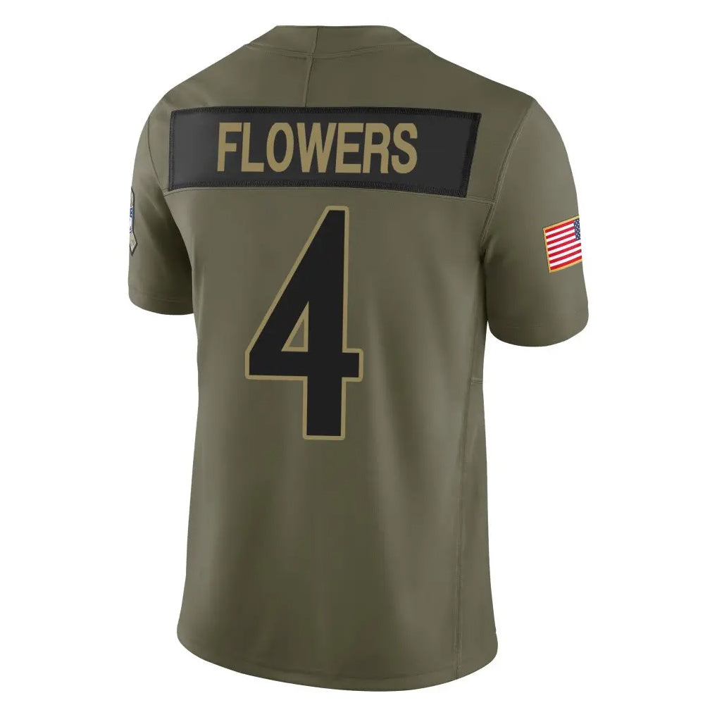 Kooe B.Ravens #4 Zay Flowers Player Olive Salute To Service Limited Home Game Stitched Jerseys
