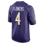 Kooe B.Ravens #4 Zay Flowers Player Purple Alternate Home Game Stitched Jerseys
