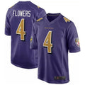 Kooe B.Ravens #4 Zay Flowers Player Purple Color Rush Home Game Stitched Jerseys