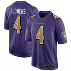Kooe B.Ravens #4 Zay Flowers Player Purple Color Rush Home Game Stitched Jerseys
