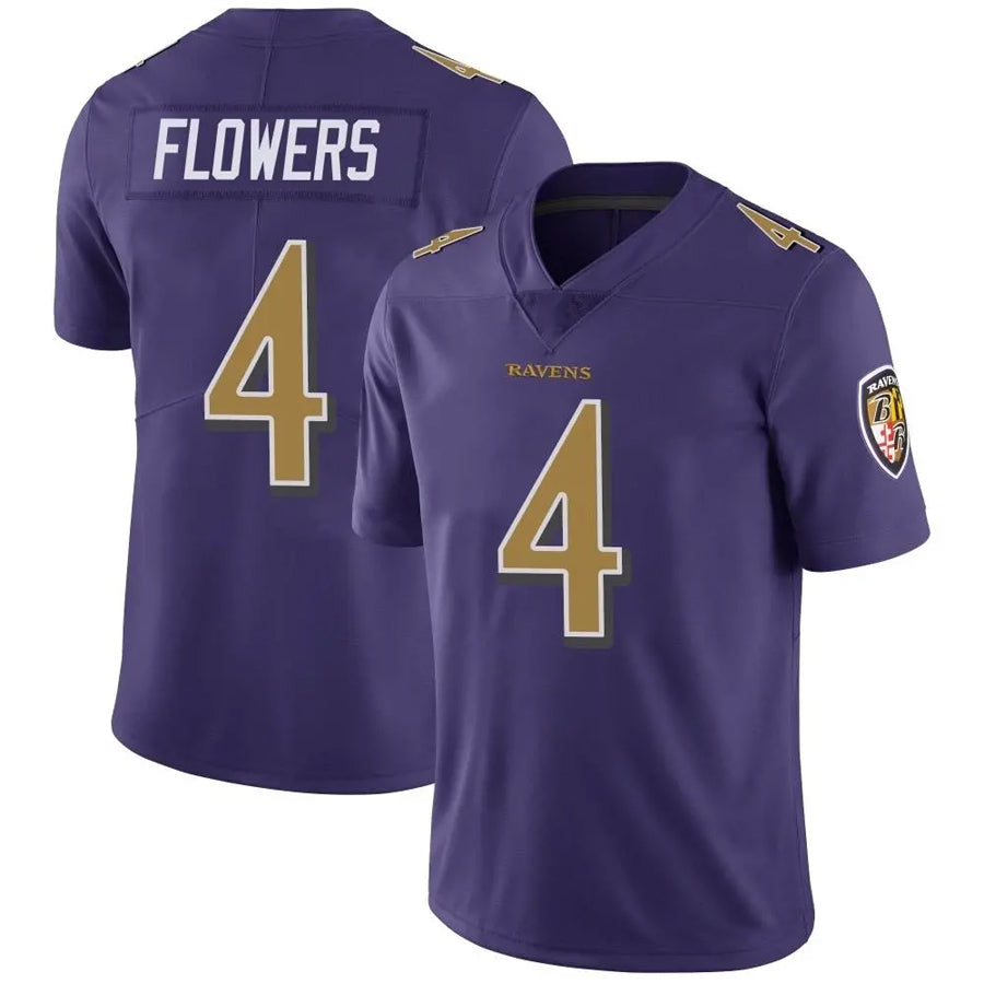 Kooe B.Ravens #4 Zay Flowers Player Purple Color Rush Vapor Untouchable Limited Home Game Stitched Jerseys
