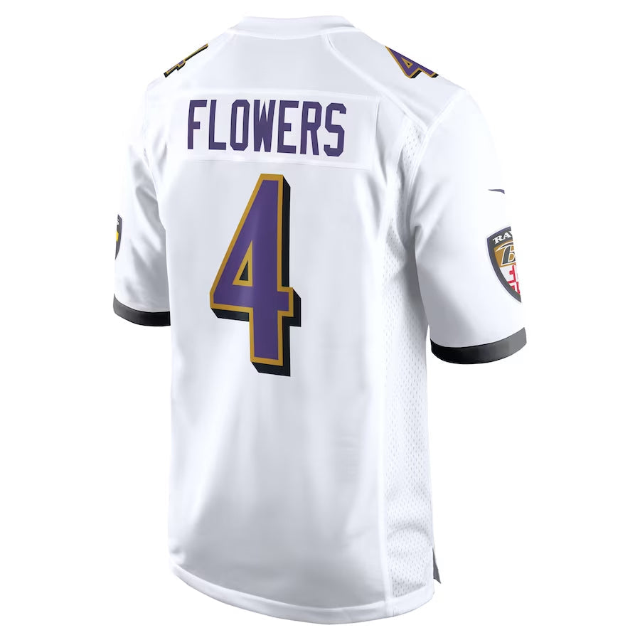 Kooe B.Ravens #4 Zay Flowers Player White Alternate Home Game Stitched Jerseys