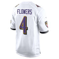 Kooe B.Ravens #4 Zay Flowers Player White Alternate Home Game Stitched Jerseys