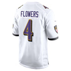 Kooe B.Ravens #4 Zay Flowers Player White Alternate Home Game Stitched Jerseys