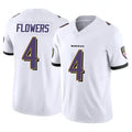 Kooe B.Ravens #4 Zay Flowers Player White Vapor F.U.S.E. Limited Home Game Stitched Jerseys
