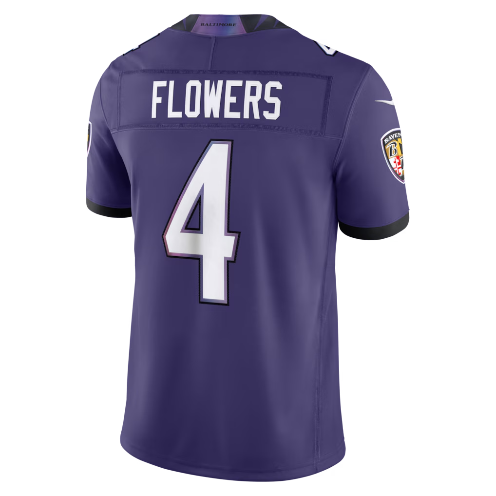 Kooe B.Ravens #4 Zay Flowers Purple Team Vapor F.U.S.E. Stitched Limited Jerseys