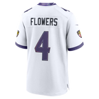 Kooe B.Ravens #4 Zay Flowers White Game Stitched Jerseys