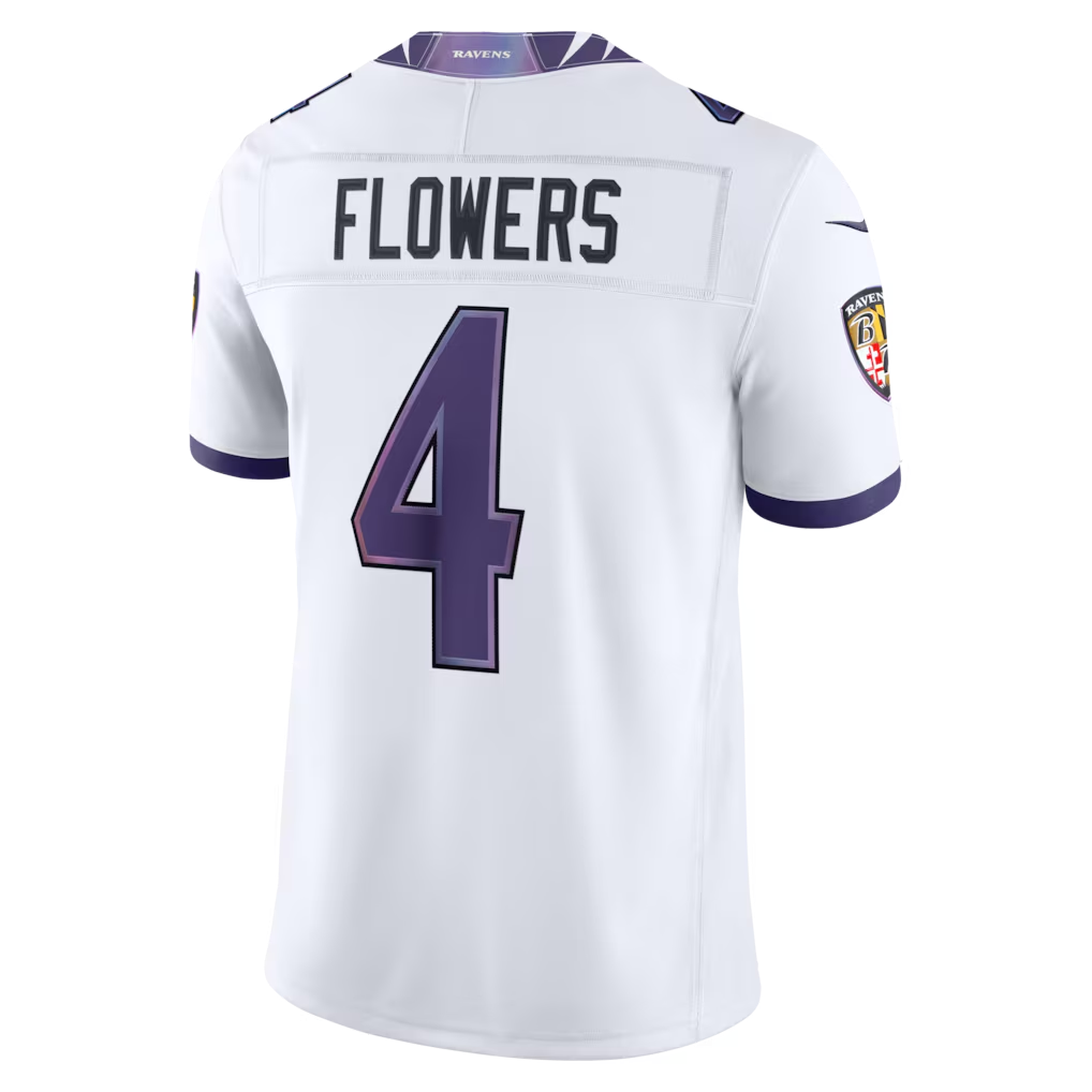 Kooe B.Ravens #4 Zay Flowers White Vapor F.U.S.E. Stitched Limited Jerseys