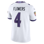 Kooe B.Ravens #4 Zay Flowers White Vapor F.U.S.E. Stitched Limited Jerseys