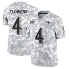 Kooe B.Ravens #4 Zay Flowers Player Arctic Camo Salute to Service Limited Stitched Jerseys