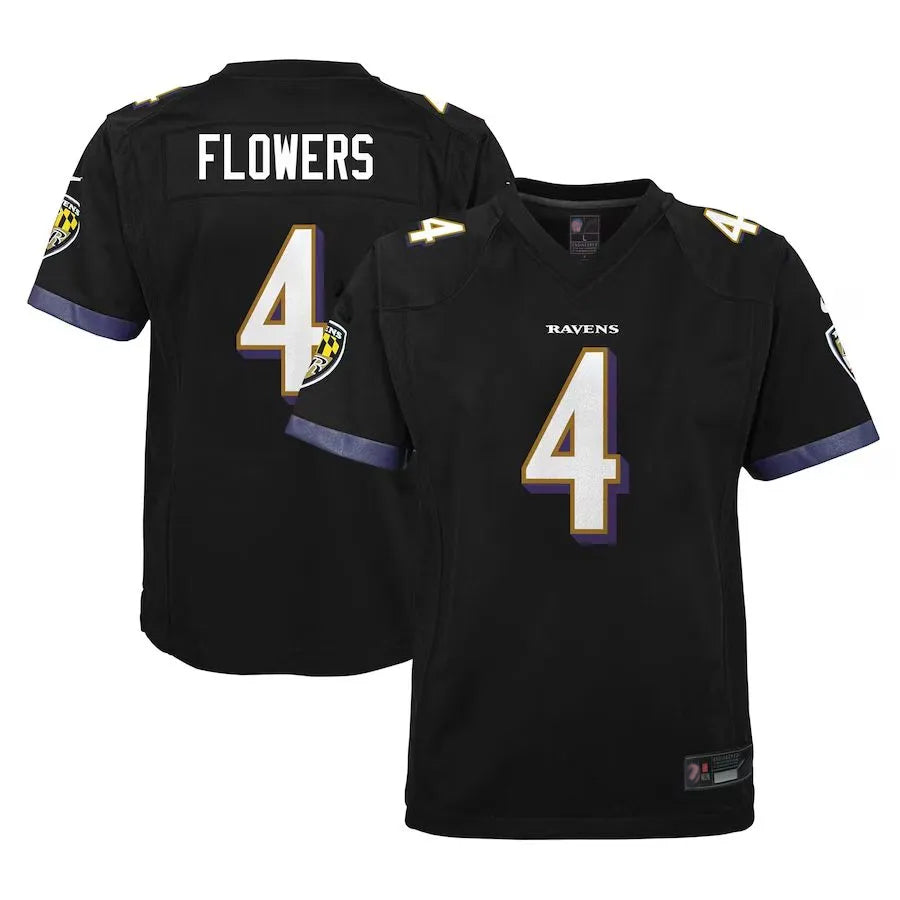 Kooe B.Ravens #4 Zay Flowers Player Fashion Black Game Stitched Jerseys