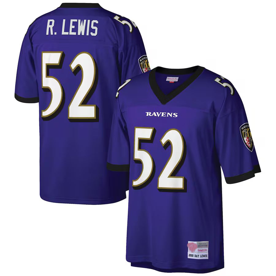 Kooe B.Ravens #52 Ray Lewis Player Purple Mitchell & Ness Big & Tall 2000 Retired Stitched Jerseys