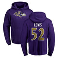 Kooe B.Ravens #52 Ray Lewis Player Purple Salute to Service Pullover Hoodie Stitched Jerseys