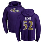 Kooe B.Ravens #52 Ray Lewis Player Purple Salute to Service Pullover Hoodie Stitched Jerseys