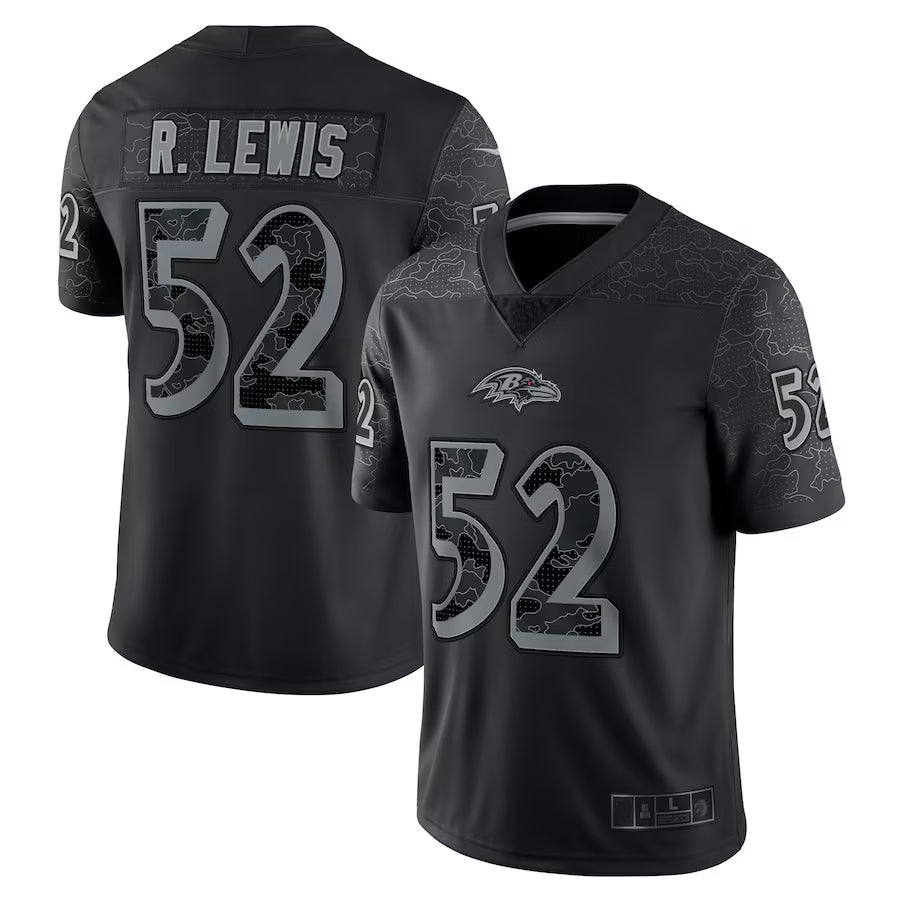 Kooe B.Ravens #52 Ray Lewis Player Black RFLCTV Limited Stitched Jerseys