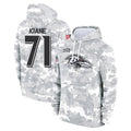 Kooe B.Ravens #71 Olaivavega Ioane Player Arctic Camo Salute To Service Hoodie Stitched Jerseys