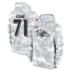 Kooe B.Ravens #71 Olaivavega Ioane Player Arctic Camo Salute To Service Hoodie Stitched Jerseys