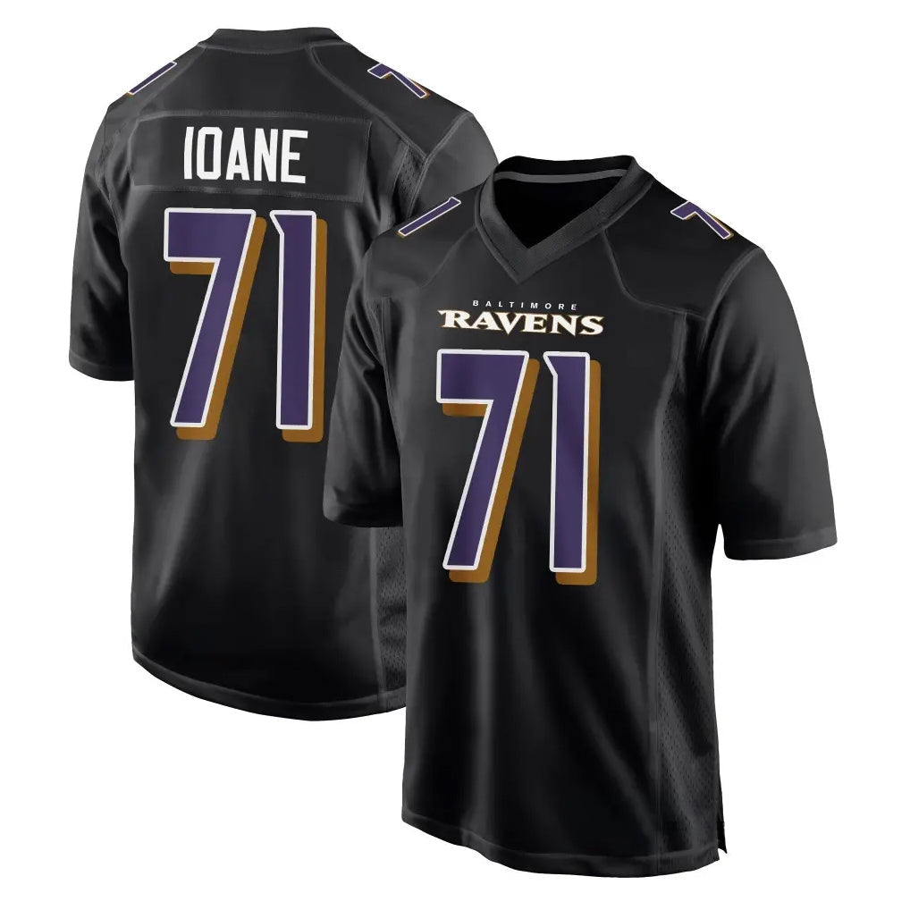 Kooe B.Ravens #71 Olaivavega Ioane Player Black Carbon Fashion Home Stitched Jerseys