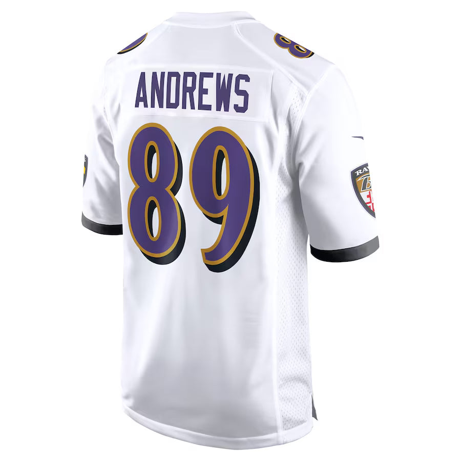 Kooe B.Ravens #89 Mark Andrews Player White Home Game  Stitched Jerseys