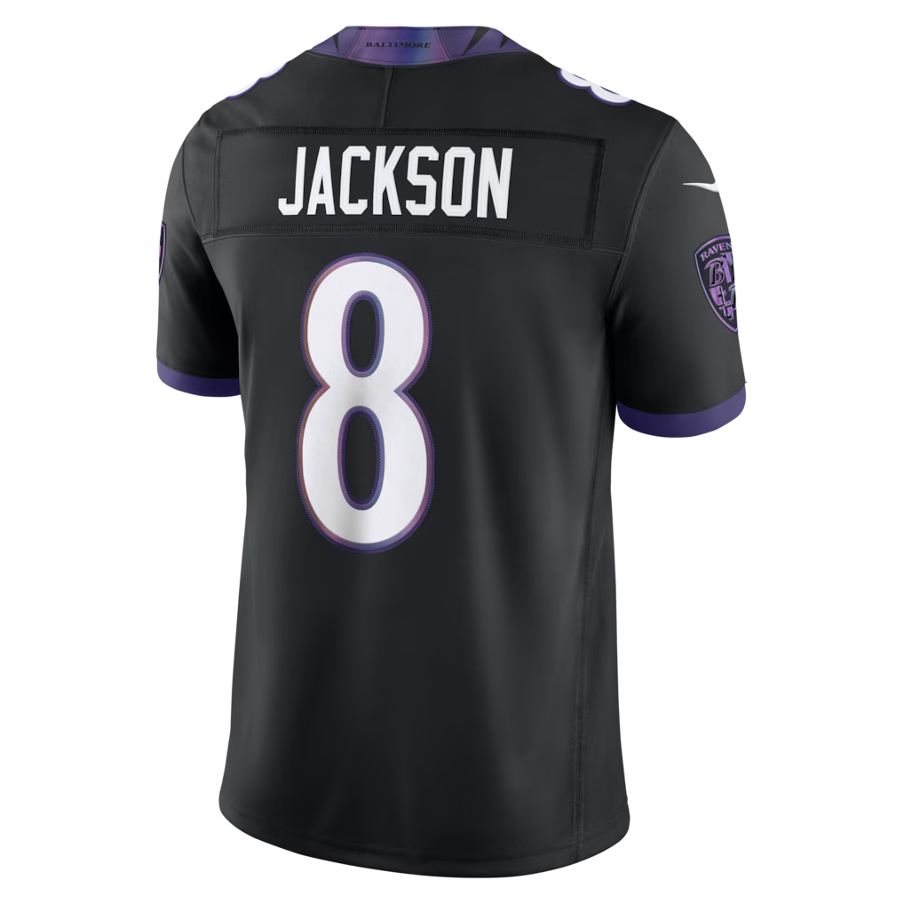 Kooe B.Ravens #8 Lamar Jackson Black Alternate Alternate Vapor F.U.S.E. Stitched Limited Jerseys