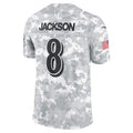 Kooe B.Ravens #8 Lamar Jackson Player Arctic Camo Salute to Service Limited Stitched Jerseys