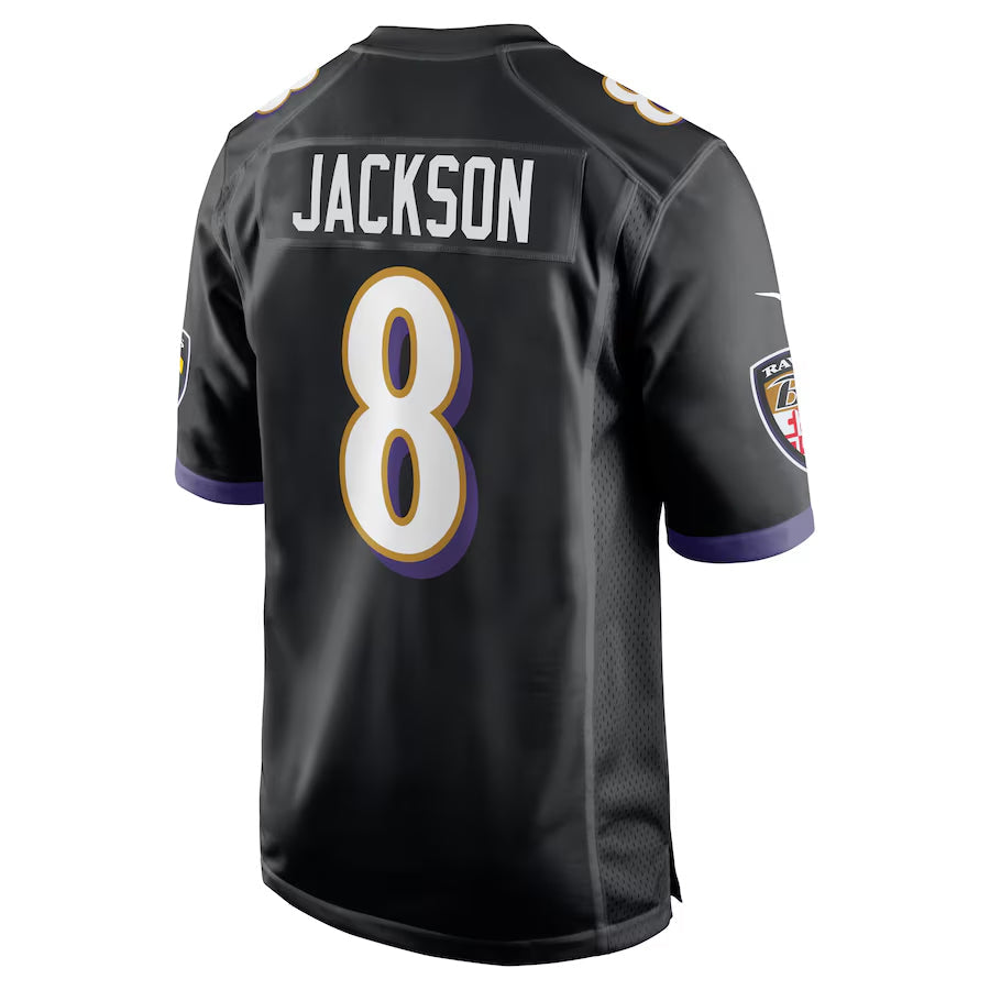 Kooe B.Ravens #8 Lamar Jackson Player Black Alternate Home Game Stitched Jerseys