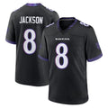Kooe B.Ravens #8 Lamar Jackson Player Black Home Game Stitched Jerseys