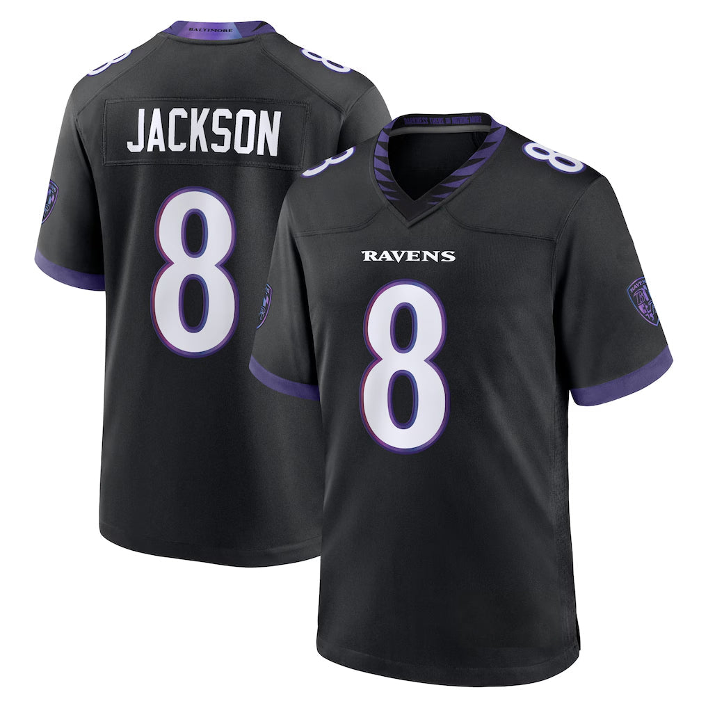 Kooe B.Ravens #8 Lamar Jackson Player Black Home Game Stitched Jerseys