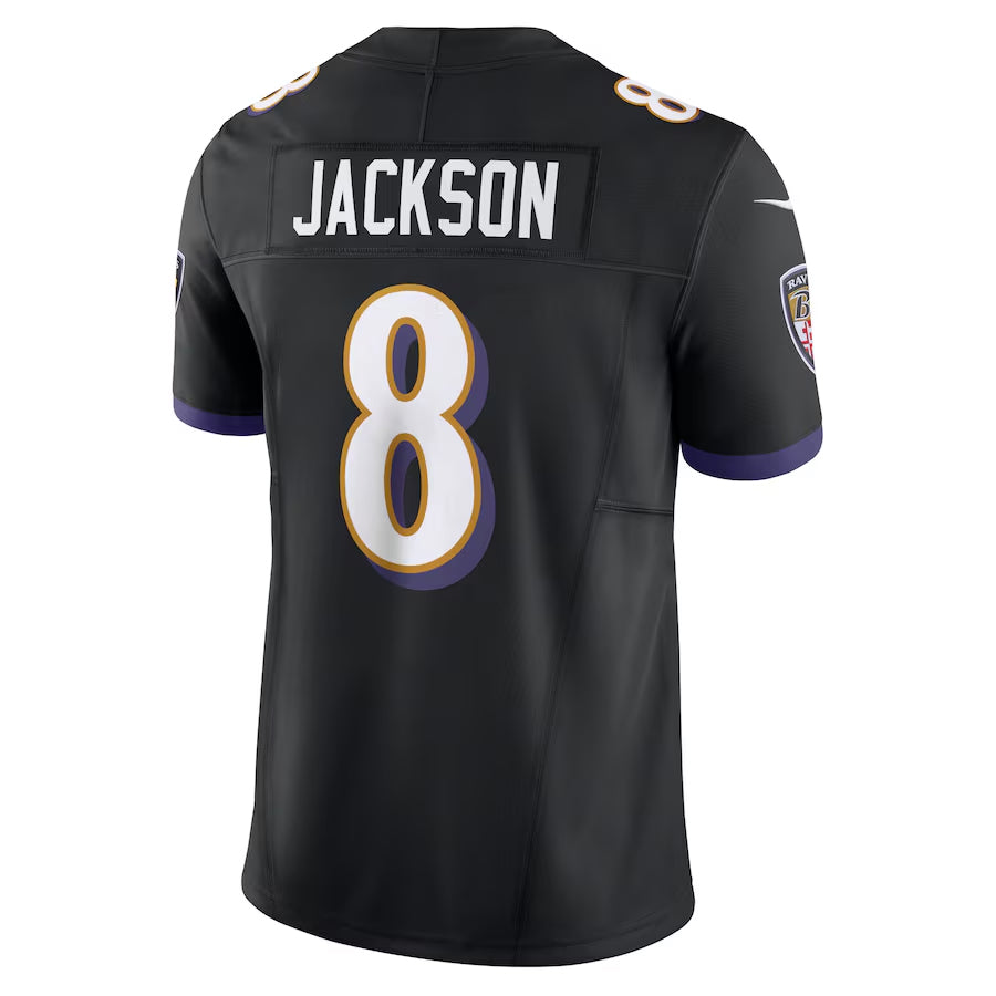Kooe B.Ravens #8 Lamar Jackson Player Black Vapor F.U.S.E. Limited Stitched Jerseys