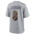 Kooe B.Ravens #8 Lamar Jackson Player Gray Replica Limited Stitched Jerseys