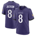 Kooe B.Ravens #8 Lamar Jackson Player Purple Home Game Stitched Jerseys