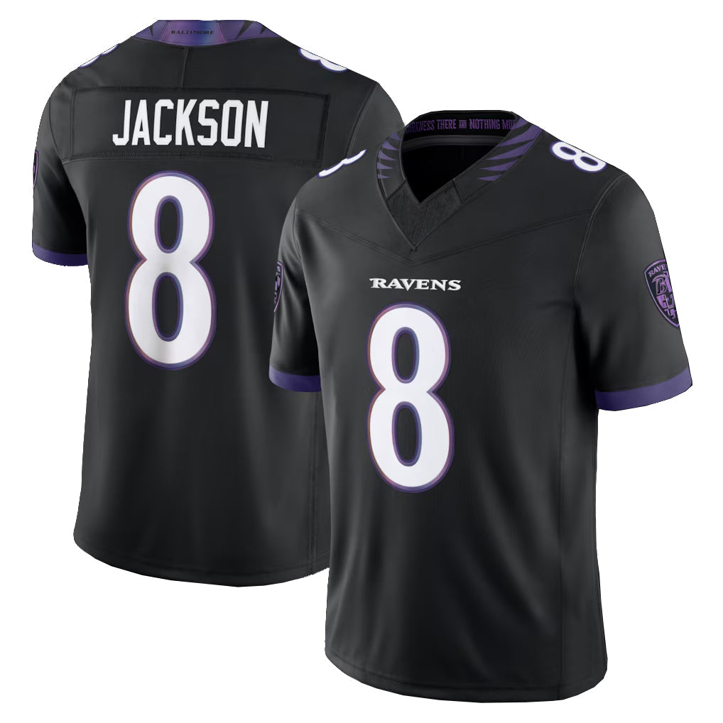 Kooe B.Ravens #8 Lamar Jackson Player Black Limited Elite Home Game Stitched Jerseys