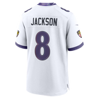 Kooe B.Ravens #8 Lamar Jackson White Game Stitched Jerseys