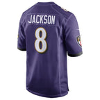 Kooe B.Ravens #8 Lamar Jackson Player Purple Game Stitched Jerseys