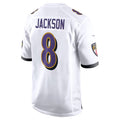 Kooe B.Ravens #8 Lamar Jackson Player White Game Stitched Jerseys