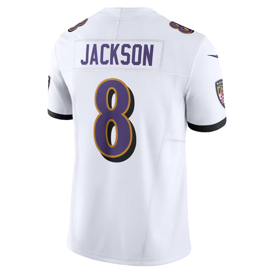 Kooe B.Ravens #8 Lamar Jackson Player White Vapor F.U.S.E. Limited Stitched Jerseys