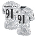 Kooe B.Ravens #91 Trey Hendrickson Player Arctic Camo Salute to Service Limited Stitched Jerseys