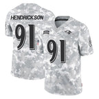 Kooe B.Ravens #91 Trey Hendrickson Player Arctic Camo Salute to Service Limited Stitched Jerseys