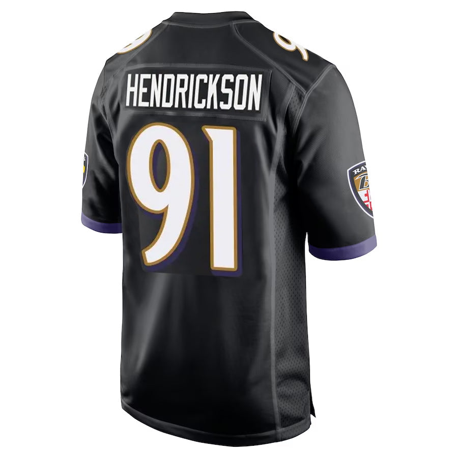 Kooe B.Ravens #91 Trey Hendrickson Player Black Alternate Home Game Stitched Jerseys