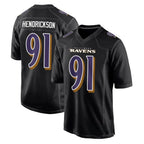 Kooe B.Ravens #91 Trey Hendrickson Player Black Carbon Fashion Home Stitched Jerseys