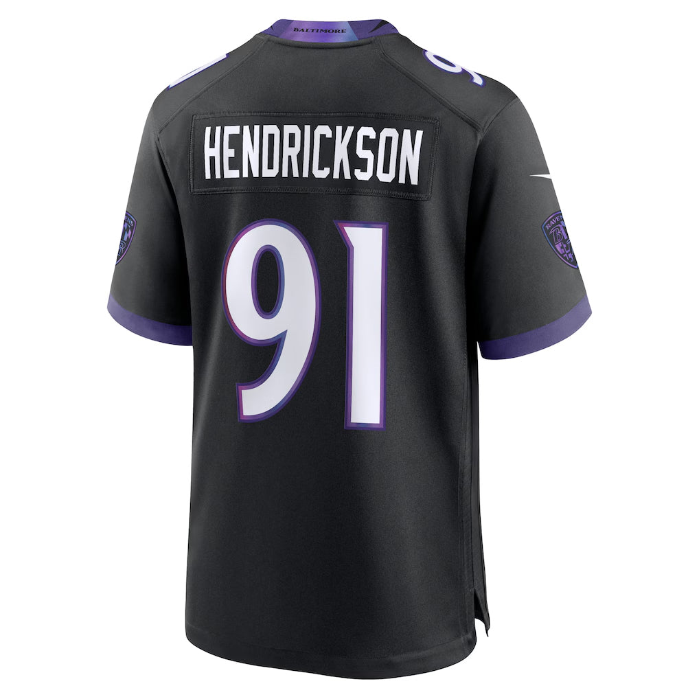 Kooe B.Ravens #91 Trey Hendrickson Player Black Home Game Stitched Jerseys