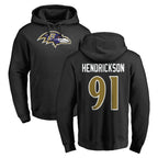Kooe B.Ravens #91 Trey Hendrickson Player Black Pullover Hoodie Stitched Jerseys