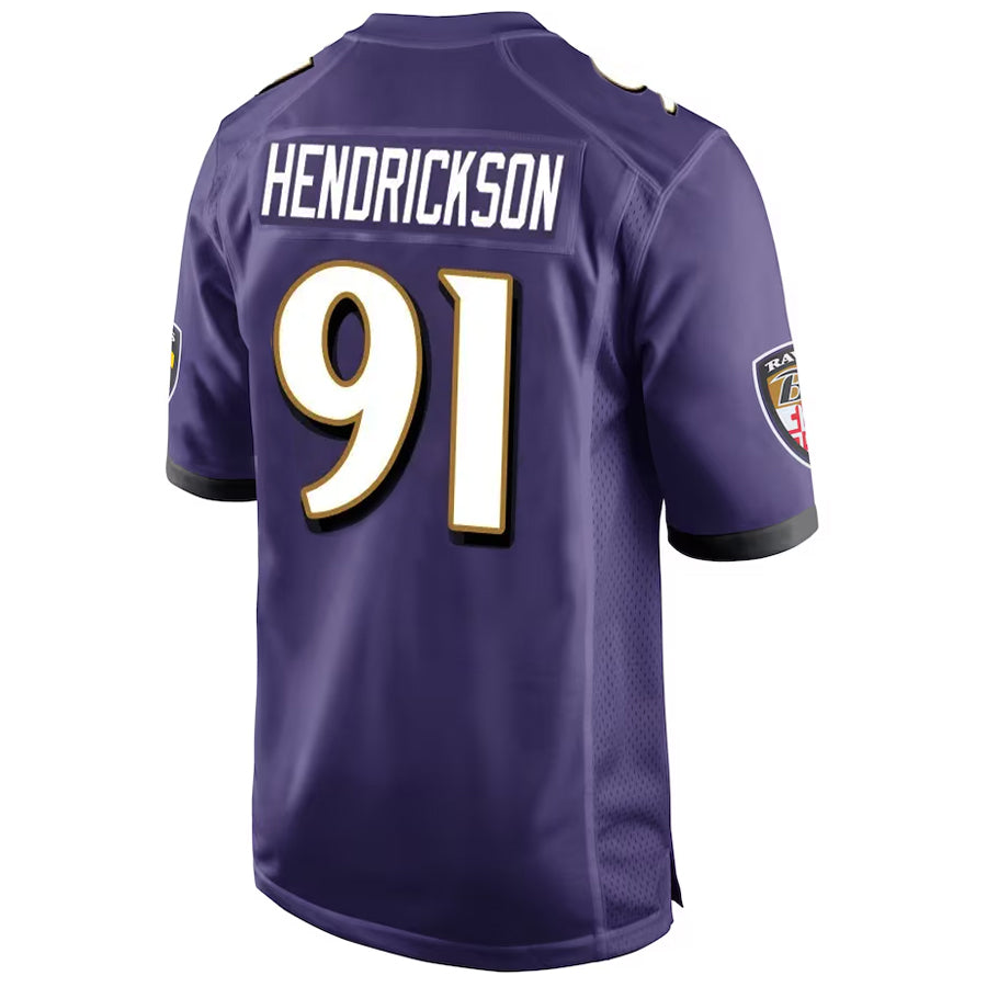 Kooe B.Ravens #91 Trey Hendrickson Player Purple Alternate Home Game Stitched Jerseys