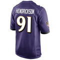 Kooe B.Ravens #91 Trey Hendrickson Player Purple Alternate Home Game Stitched Jerseys
