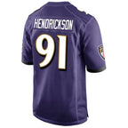 Kooe B.Ravens #91 Trey Hendrickson Player Purple Alternate Home Game Stitched Jerseys