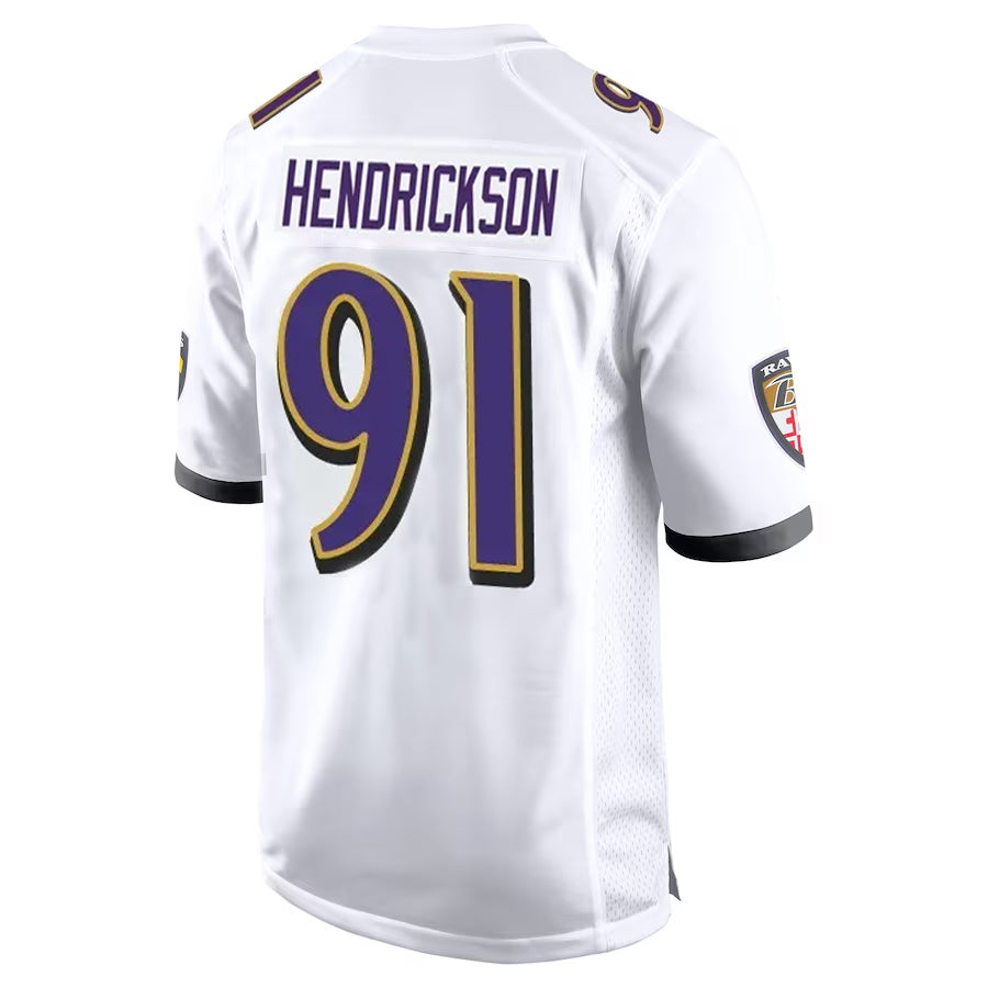 Kooe B.Ravens #91 Trey Hendrickson Player White Alternate Home Game Stitched Jerseys